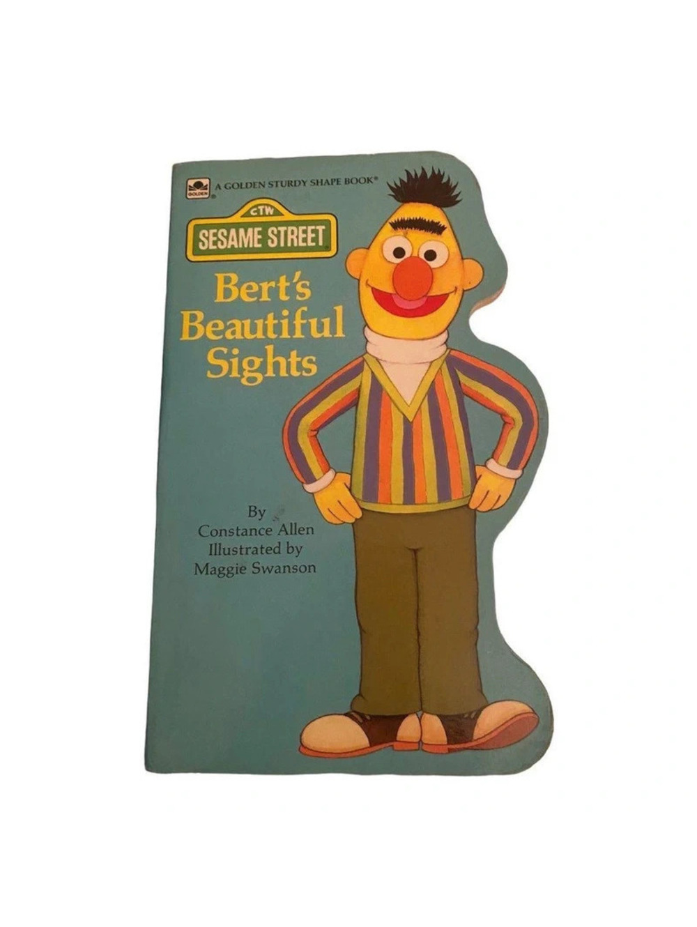 Sesame Street Bert's Beautiful Sights Golden Shape Book 1990 Vintage